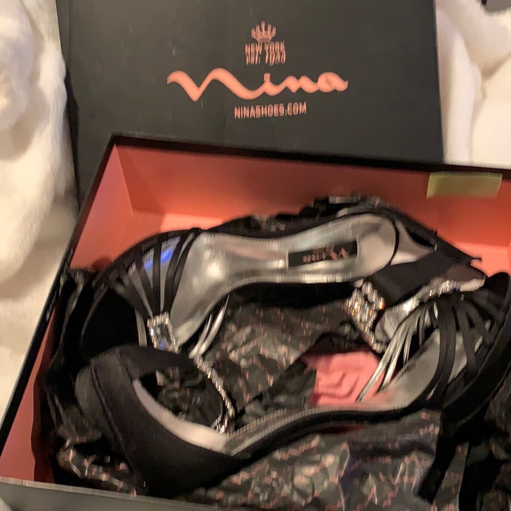 Black Nina heel sandals shoes